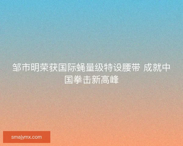 邹市明荣获国际蝇量级特设腰带 成就中国拳击新高峰
